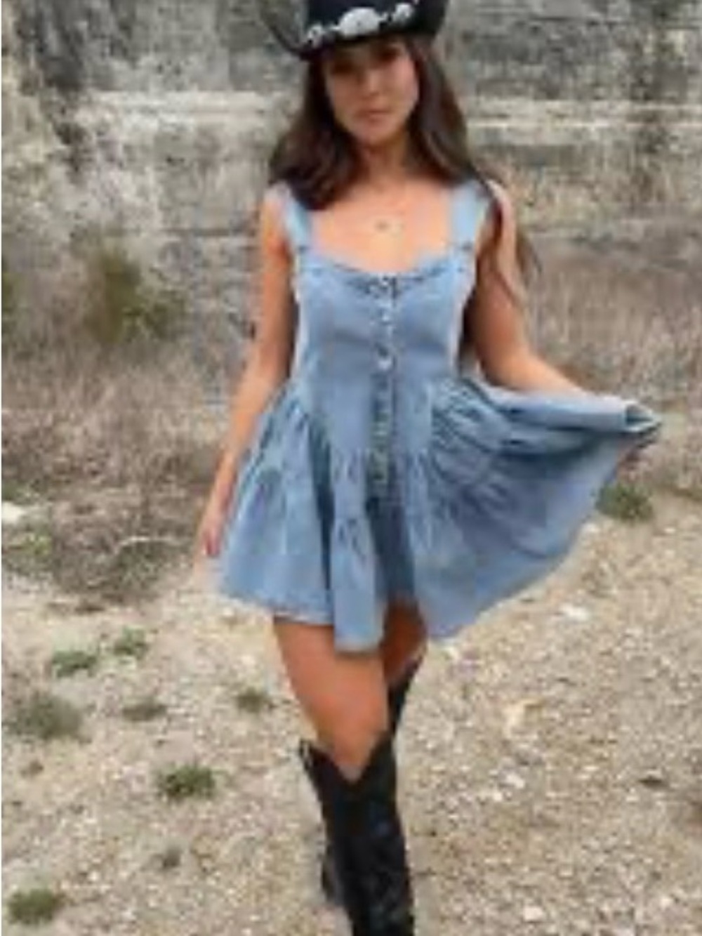 Light Blue Denim Button-Front Romper